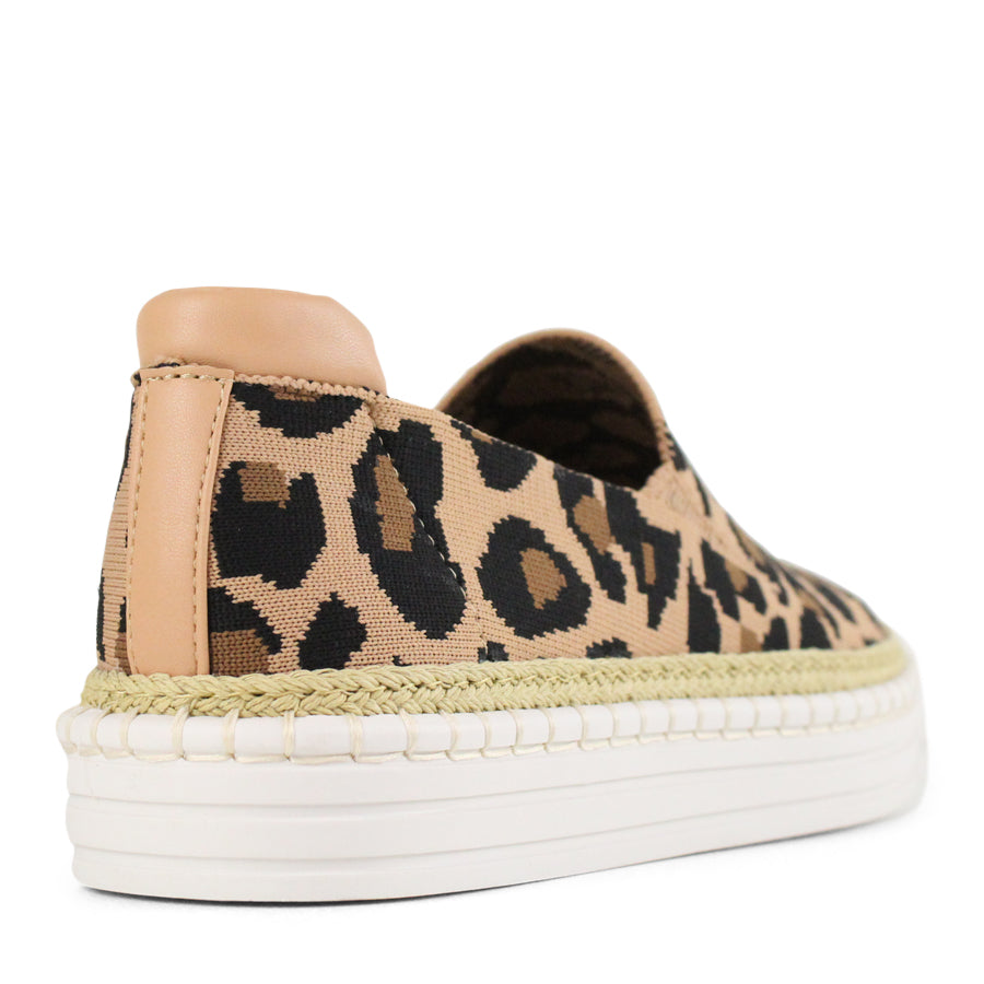 LEOPARD PRINT ESPADRILLE PLATFORM SLIP ON LOAFER SHOE